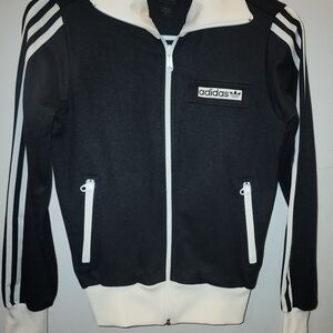 VINTAGE Adidas Black and White Zip-Up Hoodie